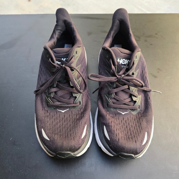Hoka One One Shoes - Hoka One One Womens Clifton 8 Black White Running Shoes 1119394 BWHT Size 9B